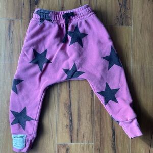 Nununu Pink Sweatpants with Black Stars